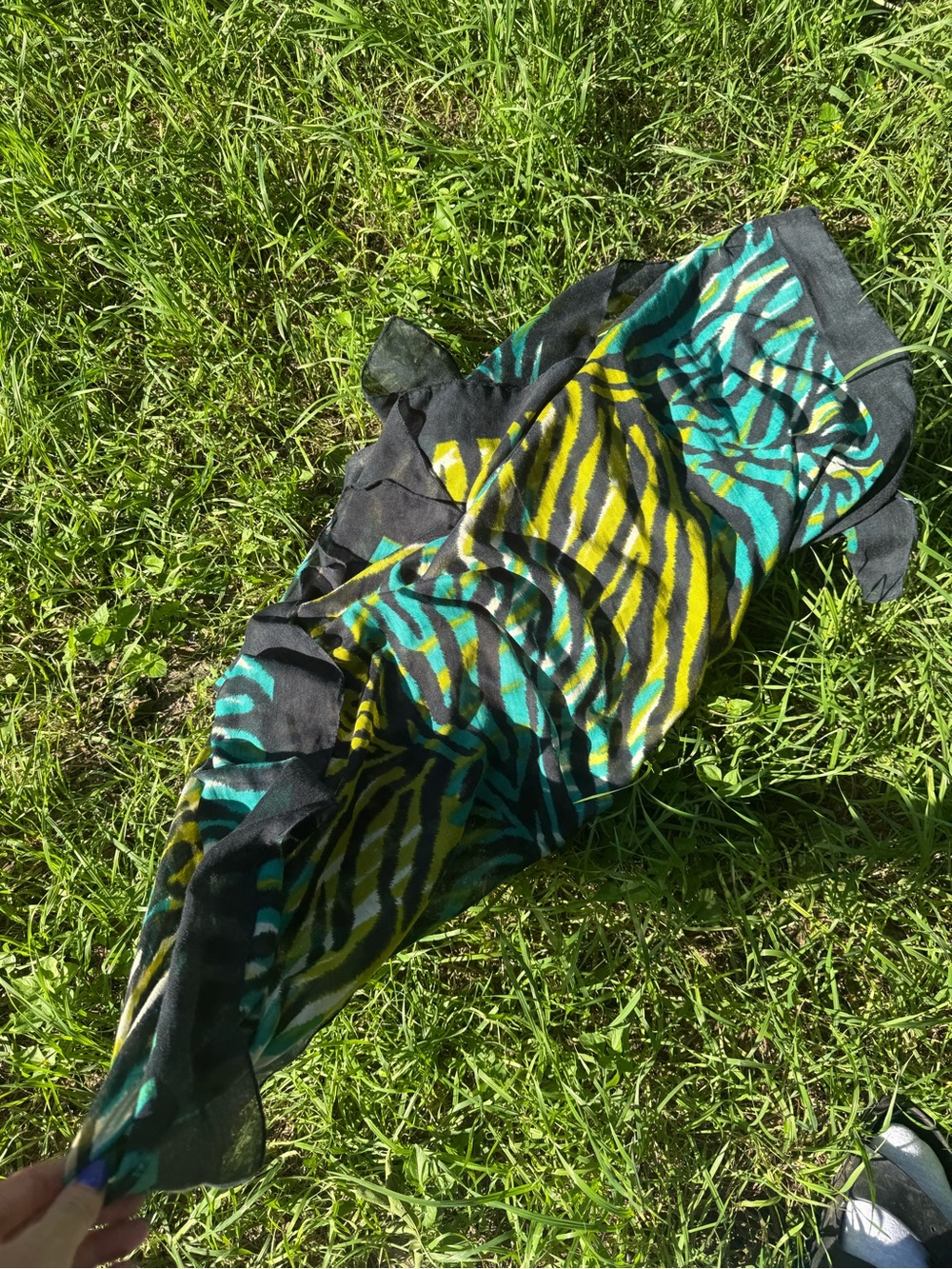 Zebra print wrap with green and teal coloring